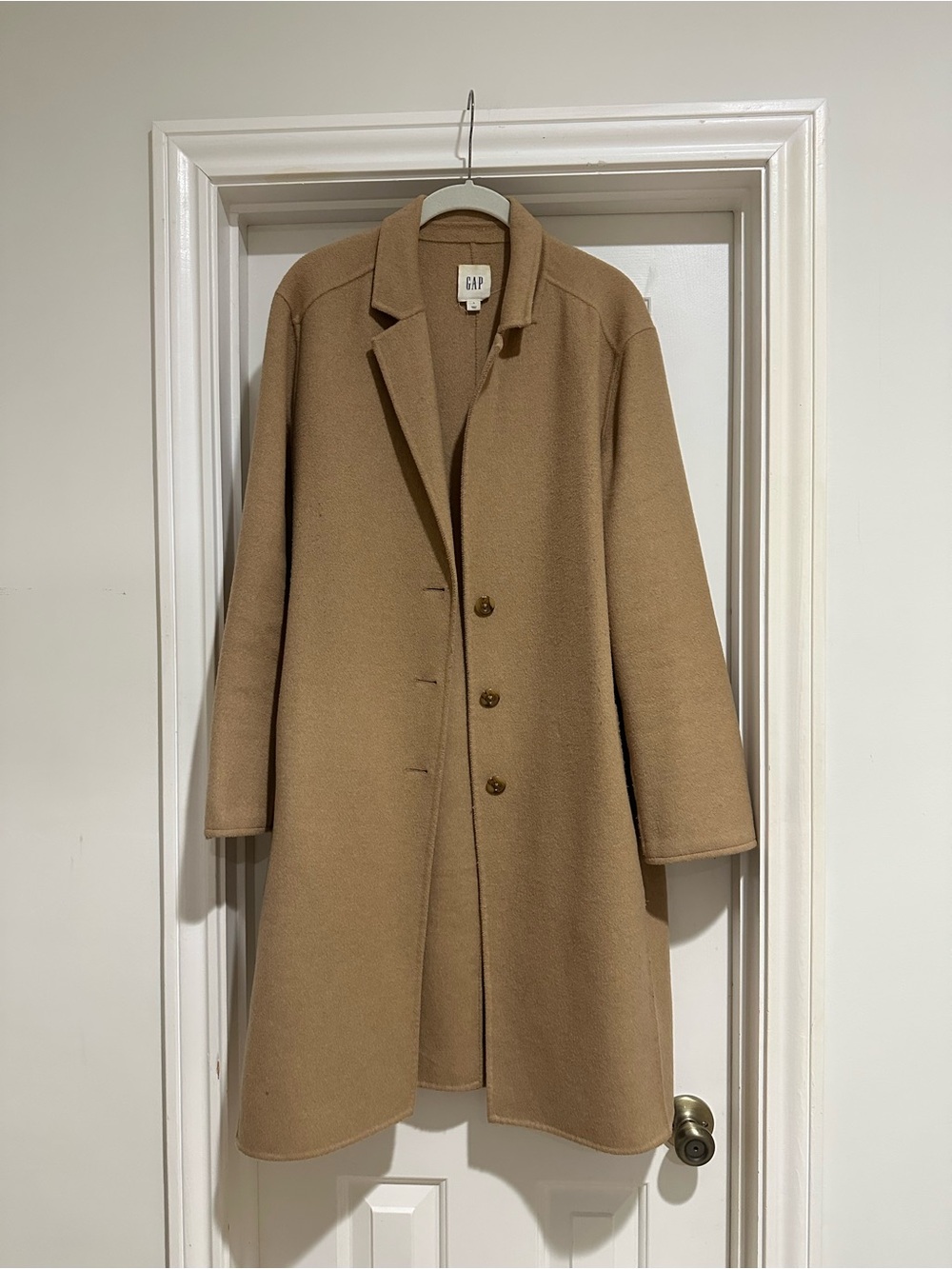 GAP Women's Camel Single-Breasted Wool-Blend Coat